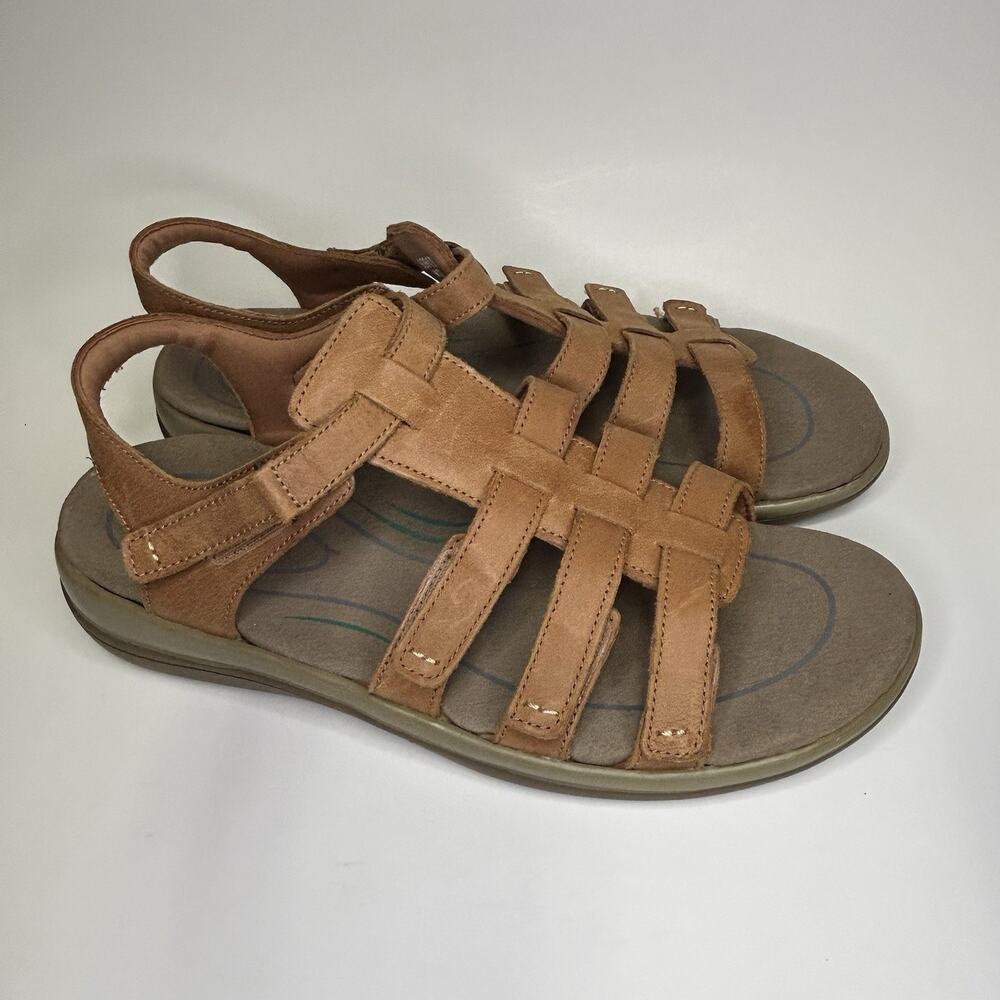 Orthofeet Amalfi Womens Size 12 D Wide Sandal Leather Orthotic Camel Brown Comfy
